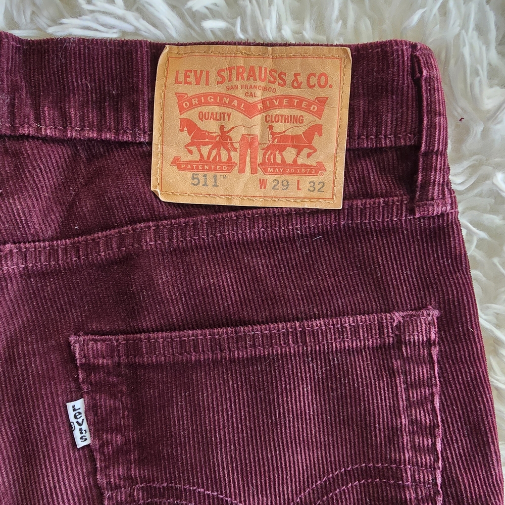Levi's 511 Deep Burgundy Corduroy Jeans/Pants 29 X 32 Rare Color!